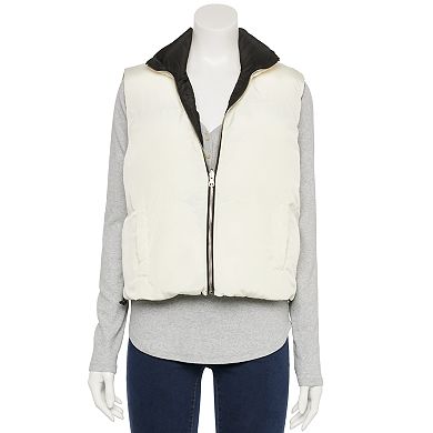 Women's Rose Puffer Vest with Front Zipper