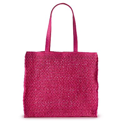 Sonoma Goods For Life?? Claire Straw Verbiage Tote Bag 