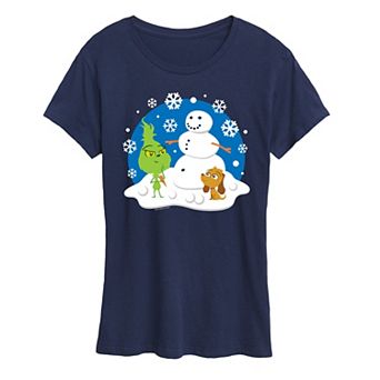 Women's Dr. Seuss The Grinch Building Snowman Graphic Tee