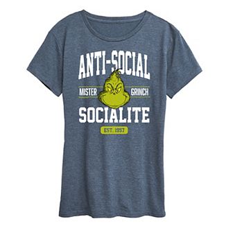 Women's Dr. Seuss The Grinch Anti Social Socialite Graphic Tee