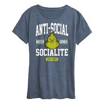 Women's Dr. Seuss The Grinch Anti Social Socialite Graphic Tee