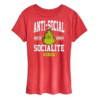 Women's Dr. Seuss The Grinch Anti Social Socialite Graphic Tee