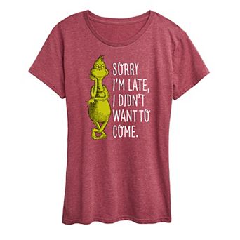 Women's Dr. Seuss The Grinch Sorry I'm Late Graphic Tee