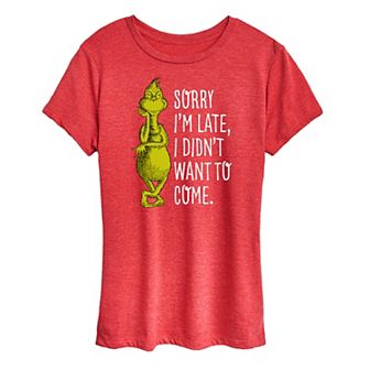 Women's Dr. Seuss The Grinch Sorry I'm Late Graphic Tee