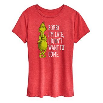 Women's Dr. Seuss The Grinch Sorry I'm Late Graphic Tee