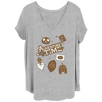 Juniors' Plus Size Adventure Time Gingerbread Time V-Neck Tee
