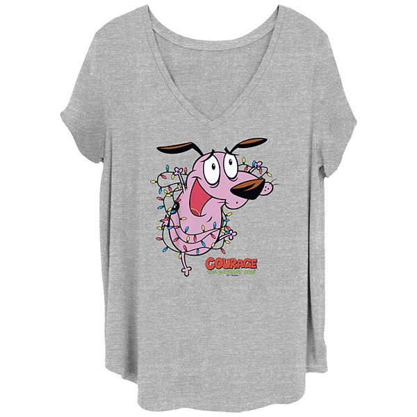 Juniors' Plus Size Courage The Cowardly Dog Wrapped In Christmas Lights 