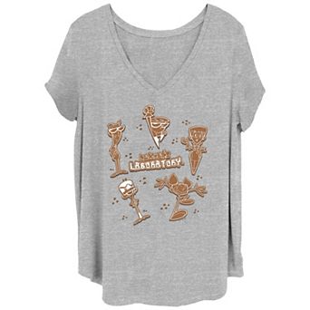 Juniors' Plus Size Dexter's Laboratory Gingerbread Cookies V-Neck Tee