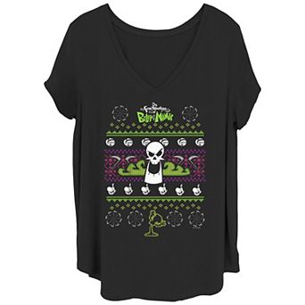 Juniors' Plus Size The Grim Adventures Of Billy & Mandy Ugly Sweater V-Neck Tee