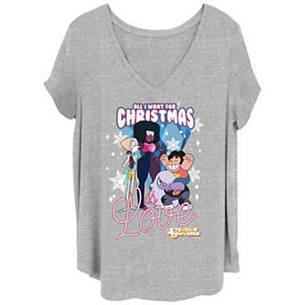 Juniors' Plus Size Steven Universe Christmas Love V-Neck Tee