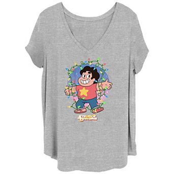 Juniors' Plus Size Steven Universe Wrapped In Christmas Lights V-Neck Tee
