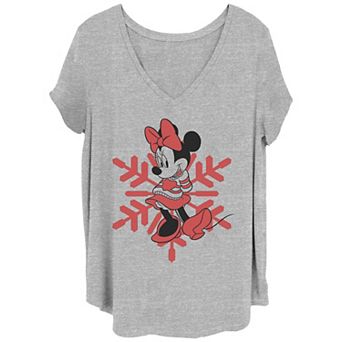 Disney's Minnie Mouse Juniors' Plus Size Winter Style V-Neck Tee