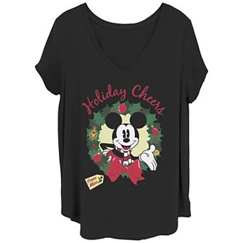Disney's Mickey Mouse Juniors' Plus Size Holiday Cheers From Mom V-Neck Tee