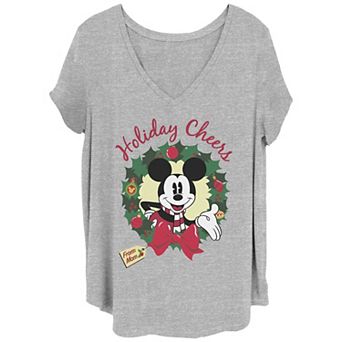 Disney's Mickey Mouse Juniors' Plus Size Holiday Cheers From Mom V-Neck Tee