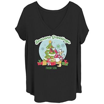 Disney's Donald Duck Juniors' Plus Size Season's Greetings From Son V-Neck Tee