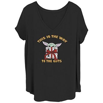 Juniors' Plus Size Star Wars The Mandalorian Grogu The Way To The Gifts V-Neck Tee