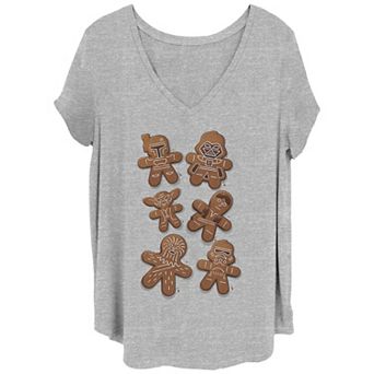 Juniors' Plus Size Star Wars Gingerbread Cookies V-Neck Tee