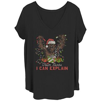 Juniors' Plus Size Star Wars Dear Santa I Can Explain V-Neck Tee