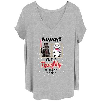 Juniors' Plus Size Star Wars Always On The Naughty List V-Neck Tee