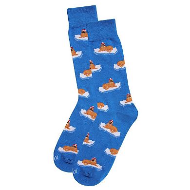 Men's Funny Christmas Walrus Iceberg Novelty Crew Sock