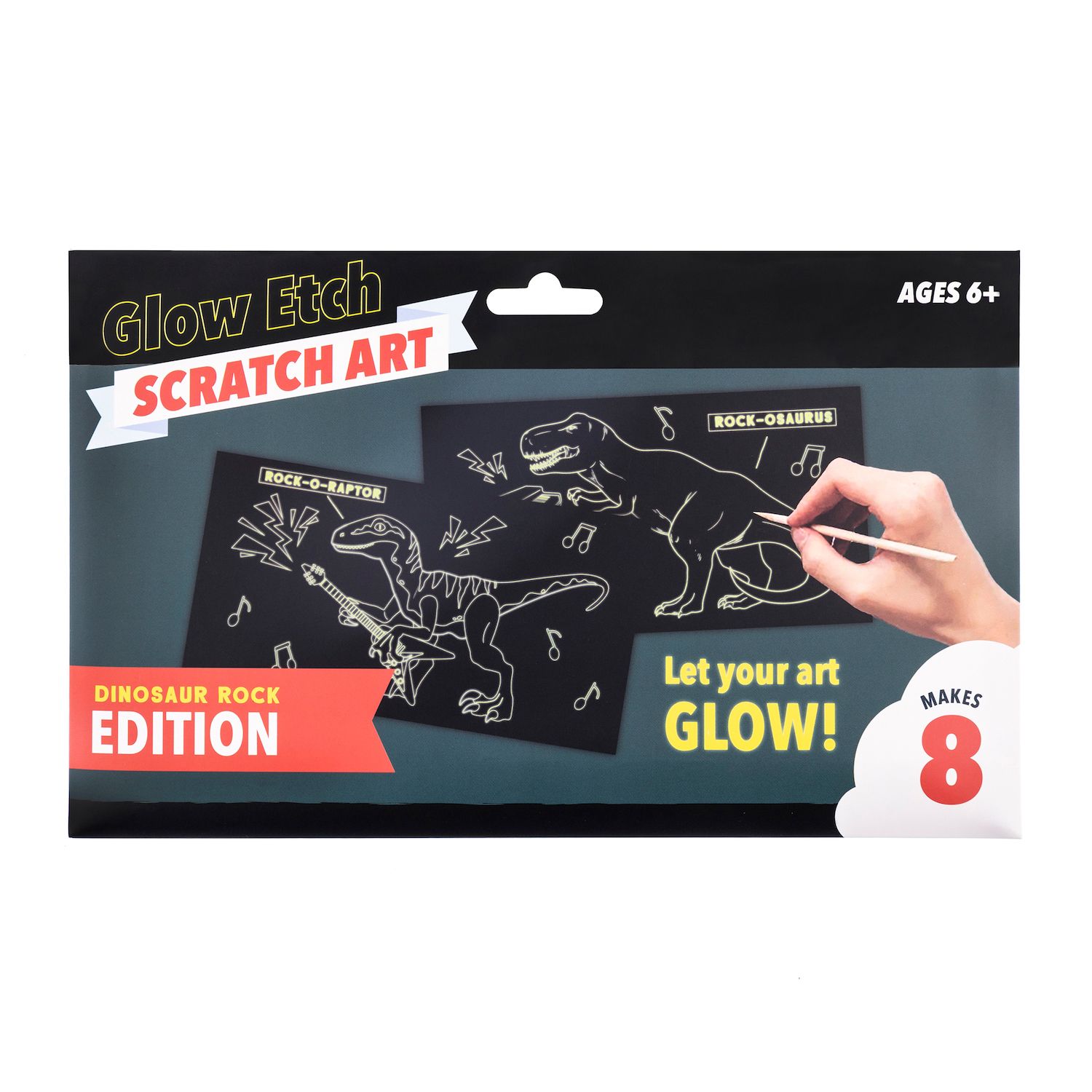 thumbnail image 2 of Glow In Dark Scratch Art Kit - 8 Sheet Rainbow Painting Paper With Tools Glow Scratchboard 2 of 14
