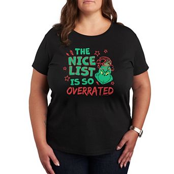 Plus Dr. Seuss The Grinch Nice List Overrated Graphic Tee