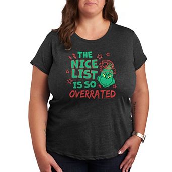Plus Dr. Seuss The Grinch Nice List Overrated Graphic Tee