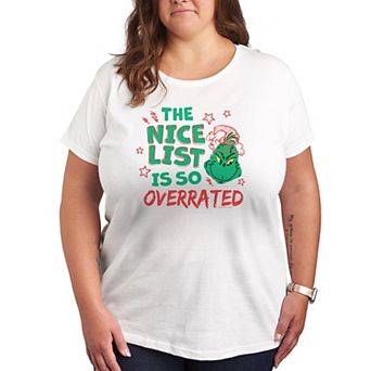 Plus Dr. Seuss The Grinch Nice List Overrated Graphic Tee