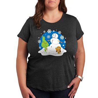 Plus Dr. Seuss The Grinch Building Snowman Graphic Tee