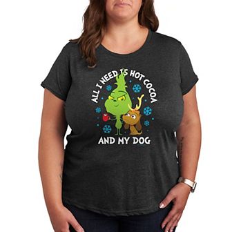 Plus Dr. Seuss The Grinch Hot Cocoa And My Dog Graphic Tee