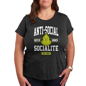 Plus Dr. Seuss The Grinch Anti Social Socialite Graphic Tee