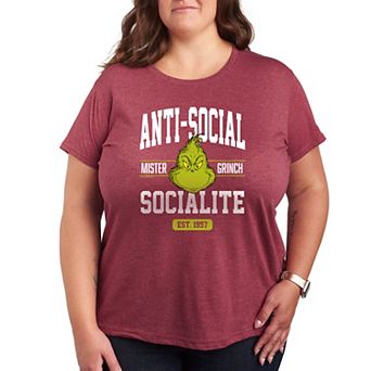 Plus Dr. Seuss The Grinch Anti Social Socialite Graphic Tee