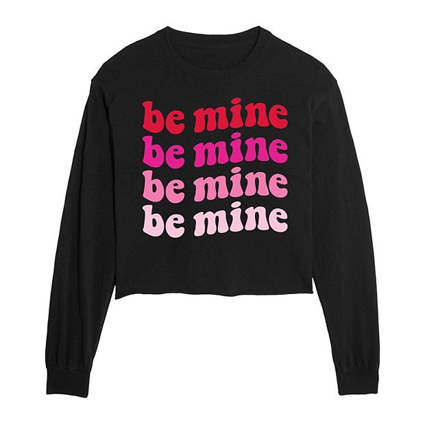 Juniors' Be Mine Cropped Long Sleeve Tee