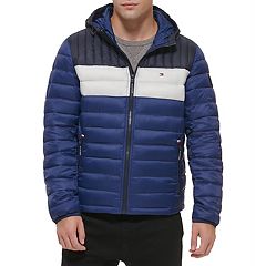 Tommy Hilfiger Men’s Color-Block Ivy Jacket, Navy/Red, X-Large