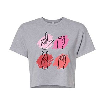 Juniors' Sign Language Love Cropped Tee