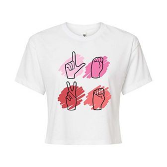 Juniors' Sign Language Love Cropped Tee