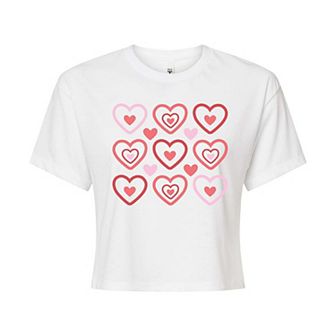 Juniors' Pastel Heart Cropped Tee