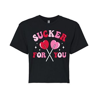 Juniors' Sucker For You Cropped Tee
