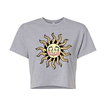 Juniors' Sun Face Cropped Tee