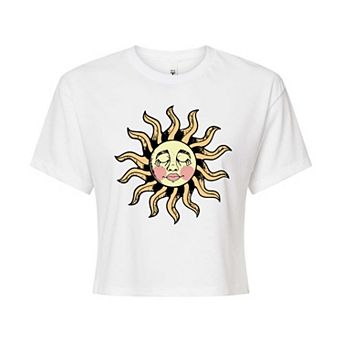 Juniors' Sun Face Cropped Tee