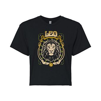 Juniors' Leo Zodiac Cropped Tee