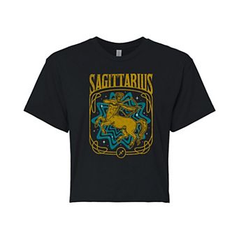 Juniors' Sagittarius Zodiac Cropped Tee