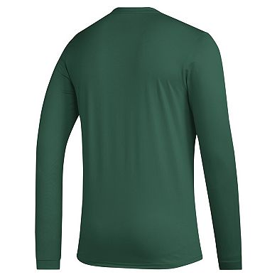 Men's adidas Green Miami Hurricanes Practice Basketball Pregame AEROREADY Long Sleeve T-Shirt