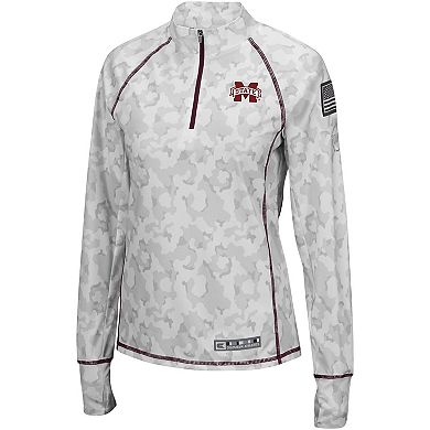 Women's Colosseum Camo Mississippi State Bulldogs OHT Military Appreciation Officer Arctic Lightweight Quarter-Zip Top