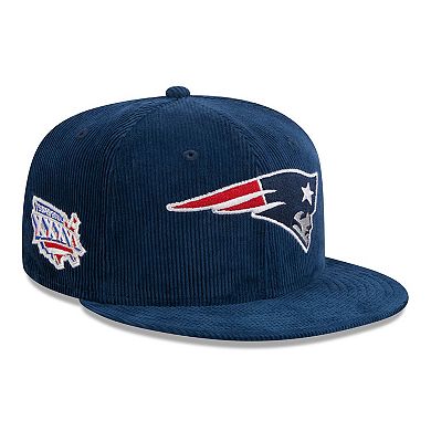 Men's New Era Navy New England Patriots Throwback Cord 59FIFTY Fitted Hat