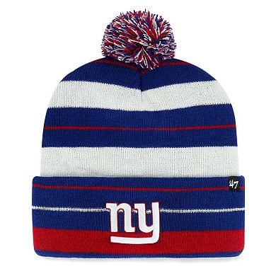 Women's '47 Royal New York Giants Powerline Cuffed Knit Hat with Pom
