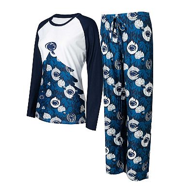 Women's Concepts Sport Navy Penn State Nittany Lions Tinsel Ugly Sweater Long Sleeve T-Shirt & Pants Sleep Set