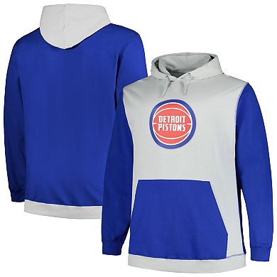 Men's Fanatics Branded  Blue/Silver Detroit Pistons Big & Tall Primary Arctic Pullover Hoodie