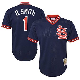 Youth Mitchell & Ness Ozzie Smith Navy St. Louis Cardinals Cooperstown Collection Mesh Batting Practice Jersey