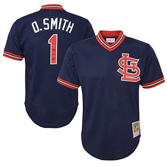 Youth Mitchell & Ness Ozzie Smith Navy St. Louis Cardinals Cooperstown Collection Mesh Batting Practice Jersey